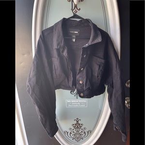 Black FashionNova Crop Jean Jacket